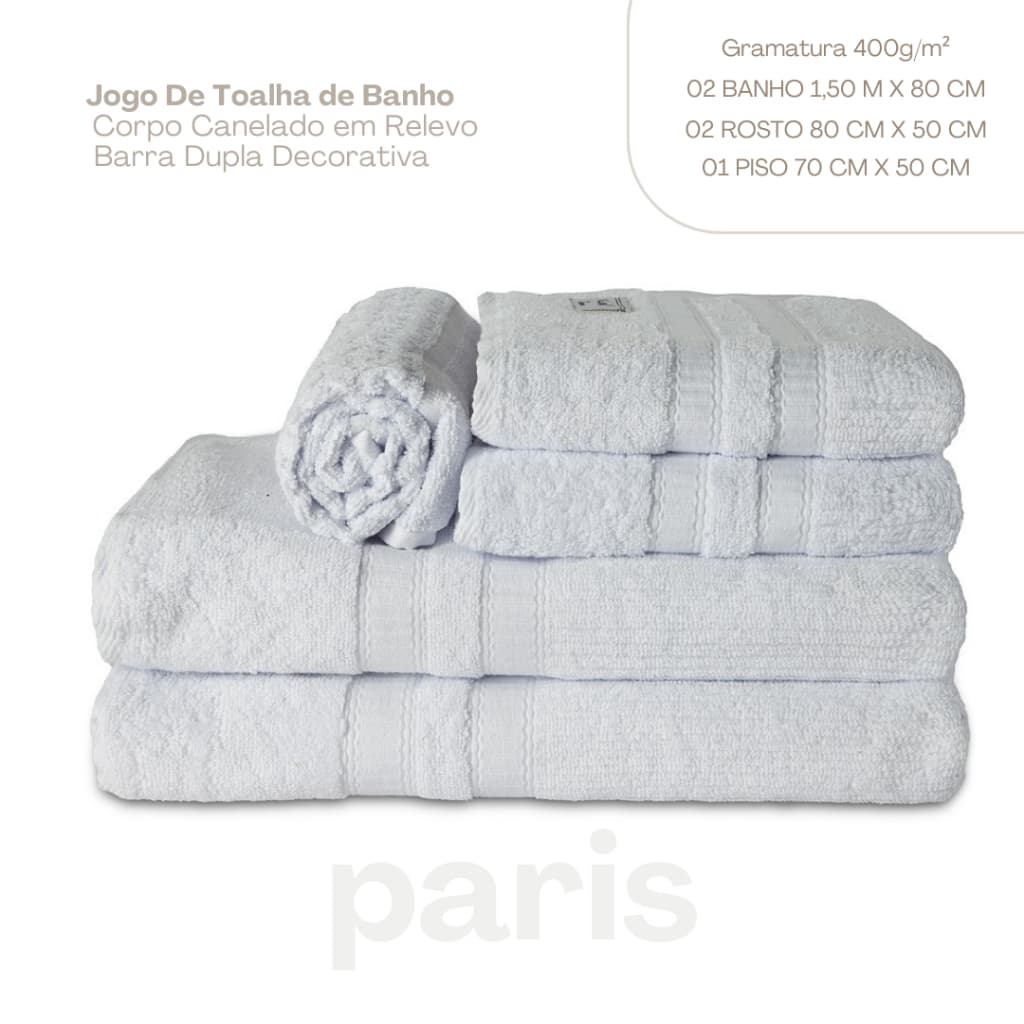 Jogo de Toalha de Banho 5 Peças Gigante Paris