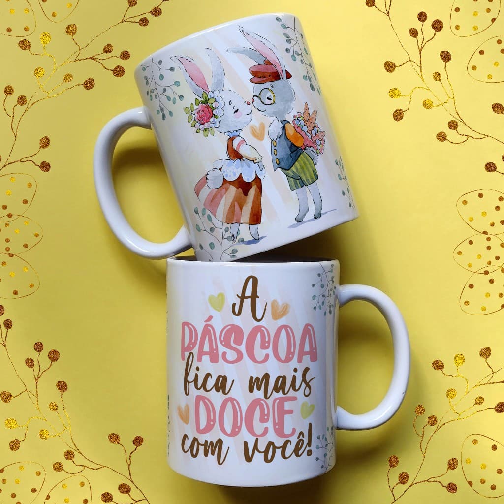 Caneca personalizada Páscoa - Religiosa - Jesus - Cruz - Coelho - Frases
