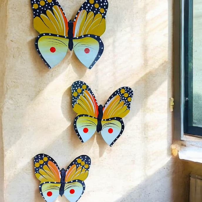 Trio de Borboleta M Decorativa para Parede em MDF - Colorida e 100% Artesanal Ideal para  Decoração