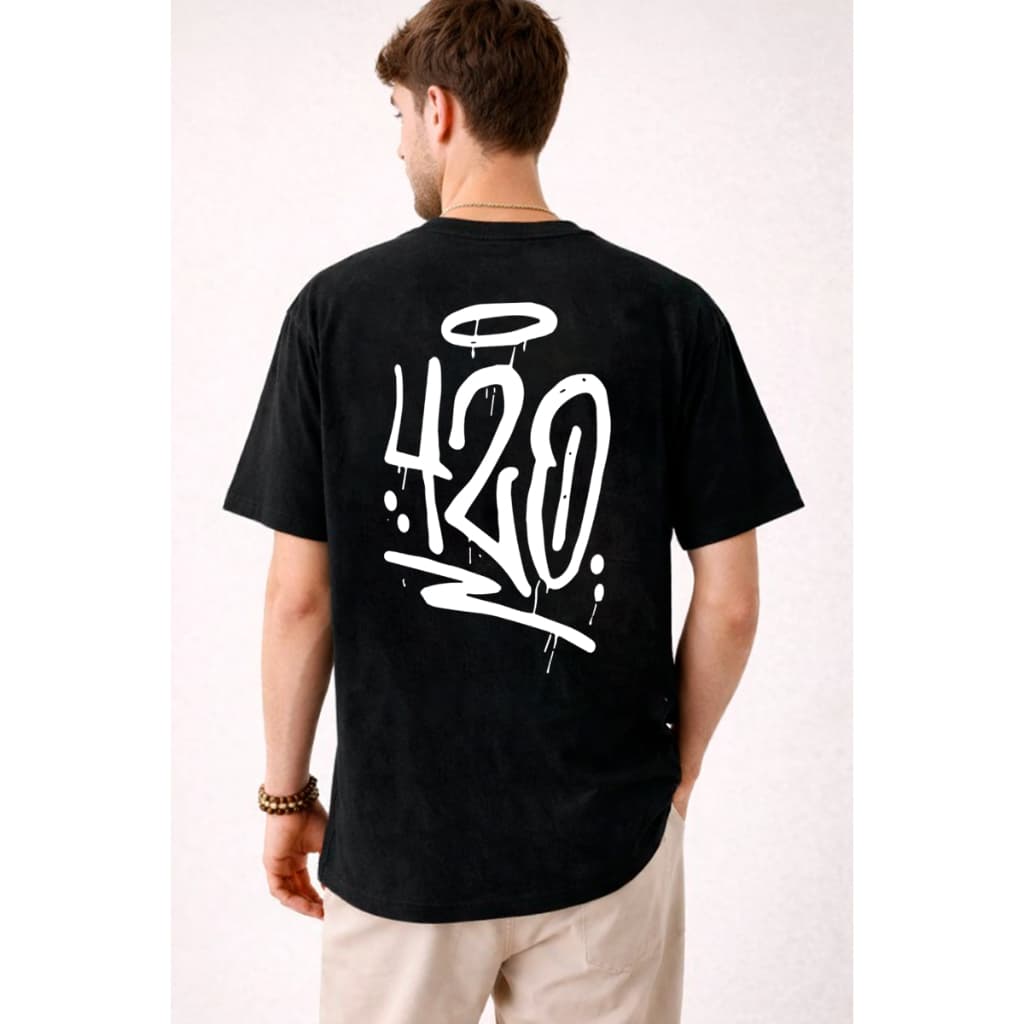 camiseta unissex masculina e feminina 4:20 Folha Verde Frente e Verso 100% Algodão