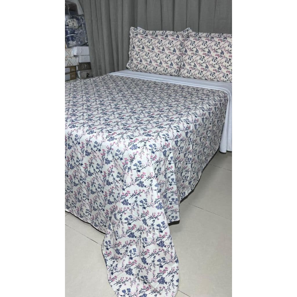 Jogo de Lençol Estampado 180 Fios Kit 3 Pçs Casal Queen