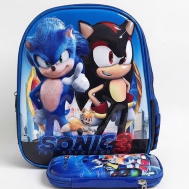 🎒 Mochila 3D Infantil Sonic 3 + Estojo | Escolar | Super Resistente 🦔⚡