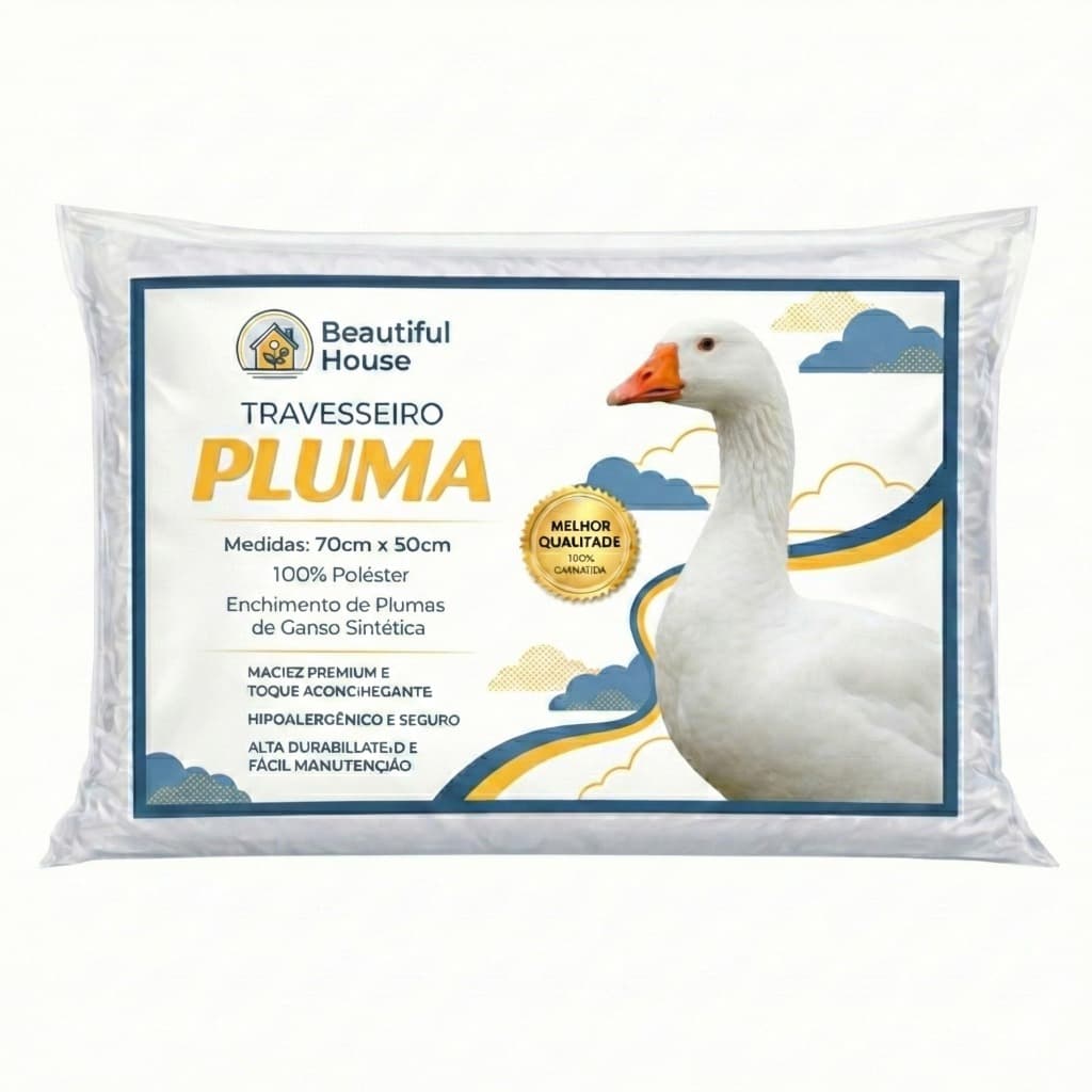 Kit 1 ao 10 Travesseiro Pluma de Ganso Descanso Antiacaro 70x50cm Luxo