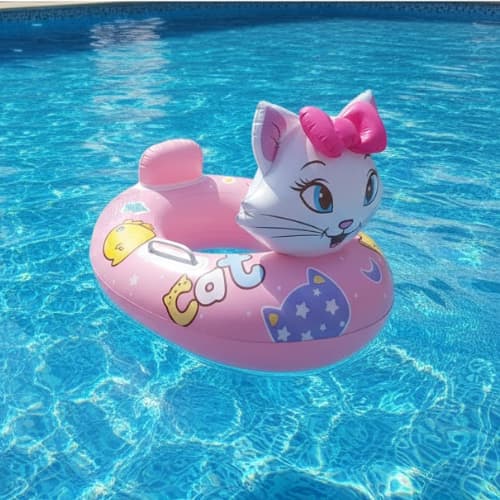 Boia Inflável Estilo Bote Com Fralda Infantil Gatinha Marrie Diversão Praia Piscina PVC Não Fura