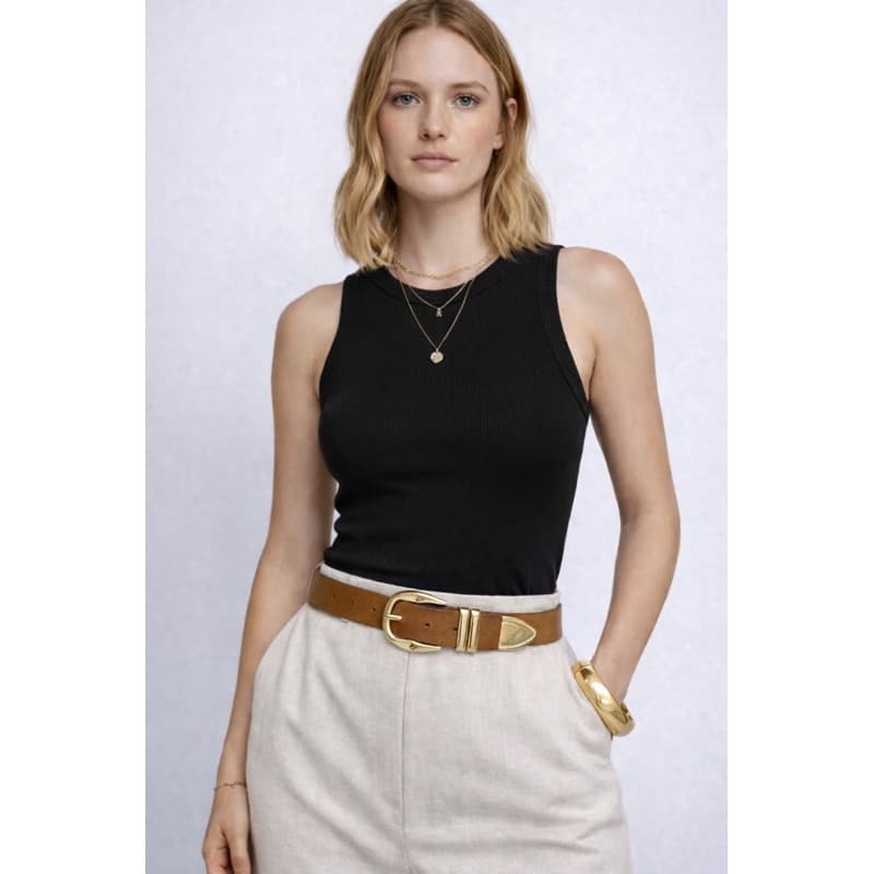 Blusa Regata Feminina Canelada Ribana Ajustada ao Corpo | Básica Essencial, Tecido Encorpado, Moda Versátil