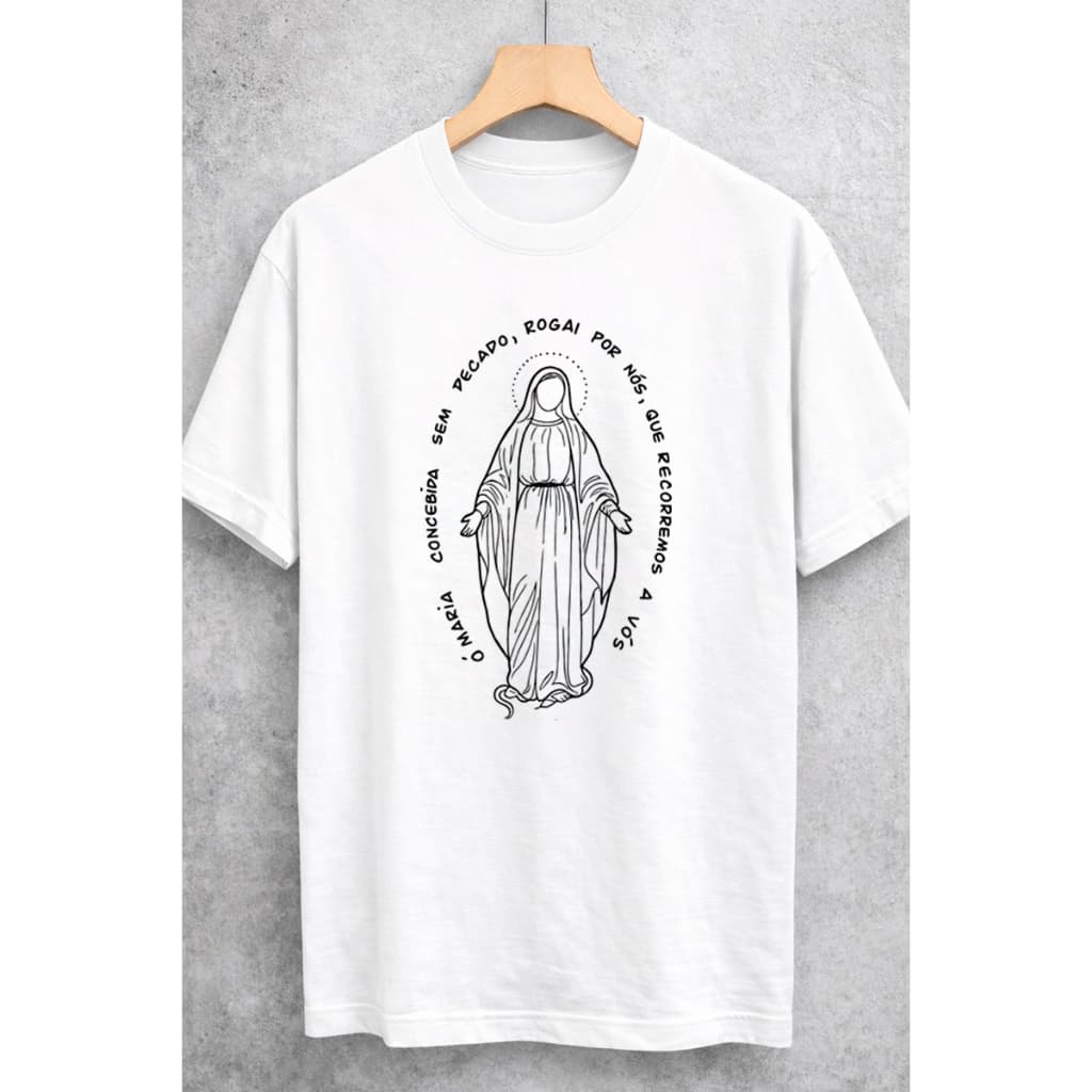 Camiseta Nossa Senhora das Graças Fé Católica Unissex Algodão