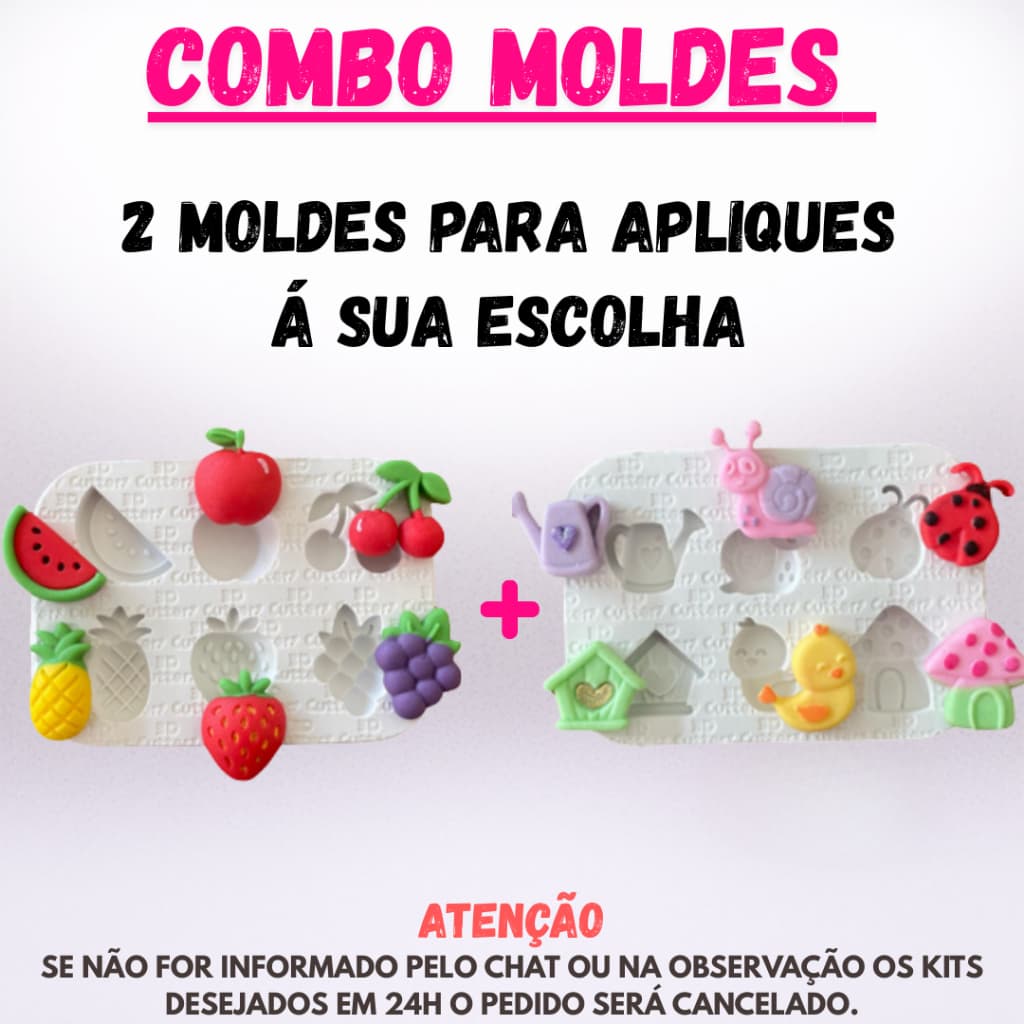 Combo Personalizado | 2 Moldes de Silicone para Apliques de Artesanato