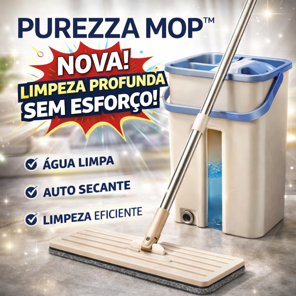 Flep Mop Rodo Esfregão Com 2 Refis Microfibra Balde Rotativo Sistema Auto Secante