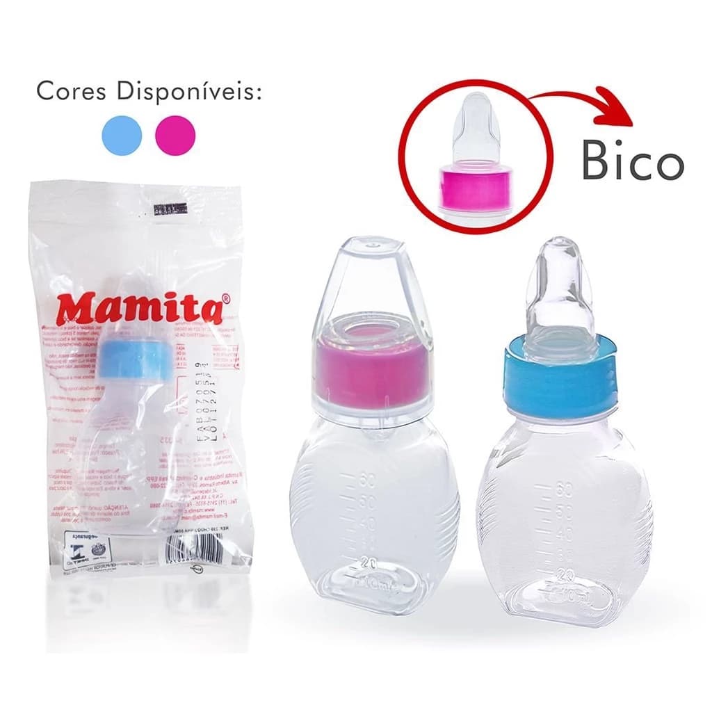Mamadeira Chuquinha Lisa Mamita 60ml Bebê Saquinho