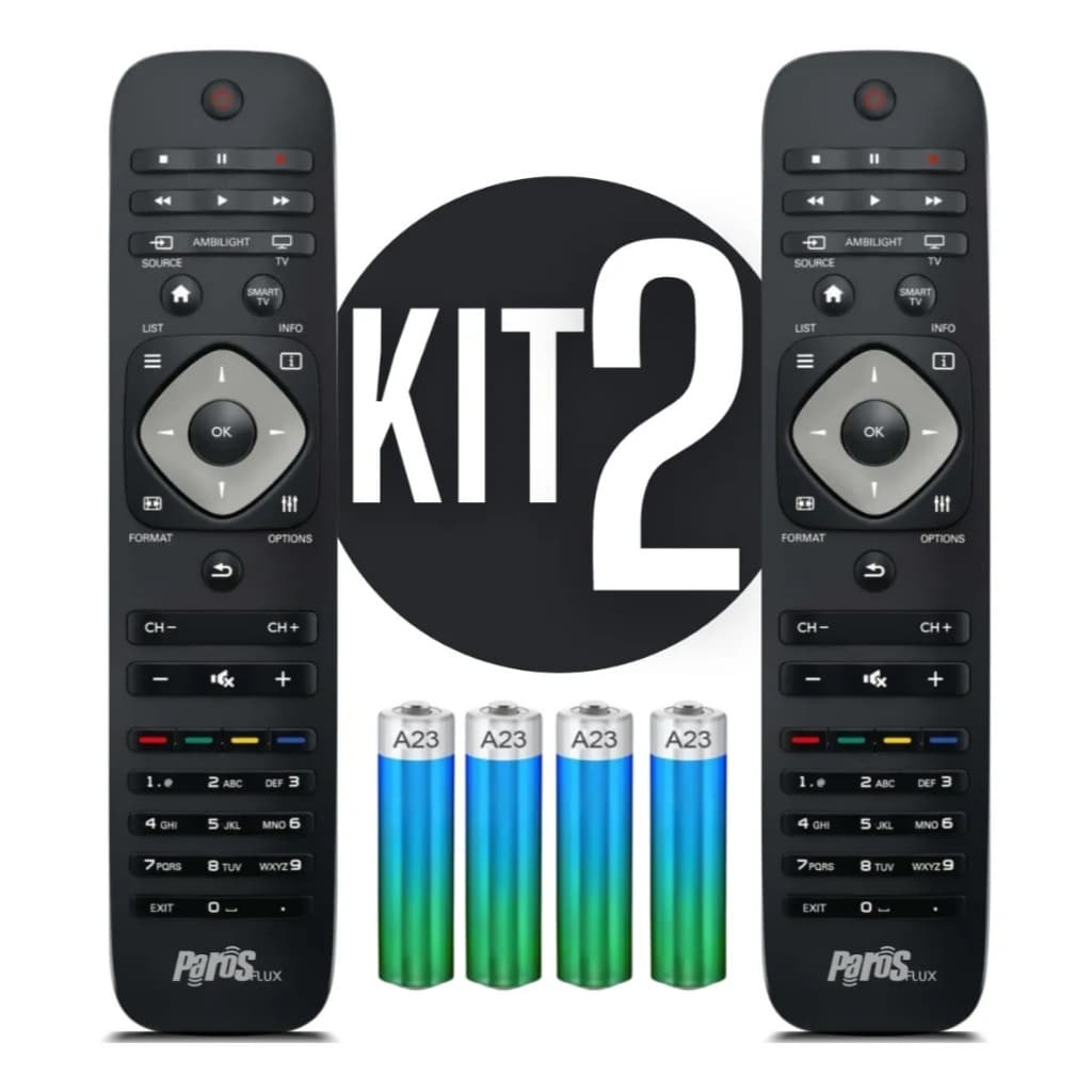 Kit 2 Controle Remoto Para Tv Philips Smart Lcd Led 3d + PILHAS