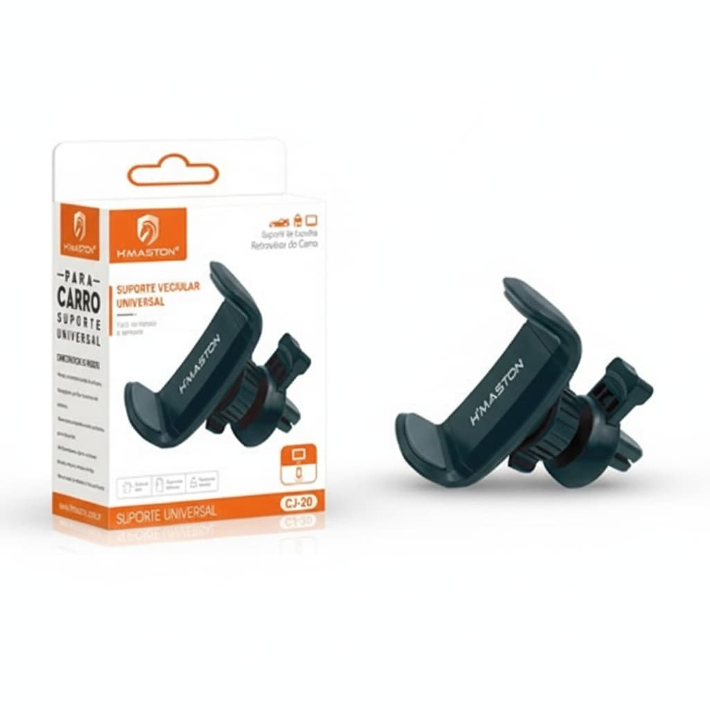 Suporte Celular Veicular H'Maston CJ-20 Universal p/ Carro – Fixação na Saída de Ar, Rotação 360° Ajustável