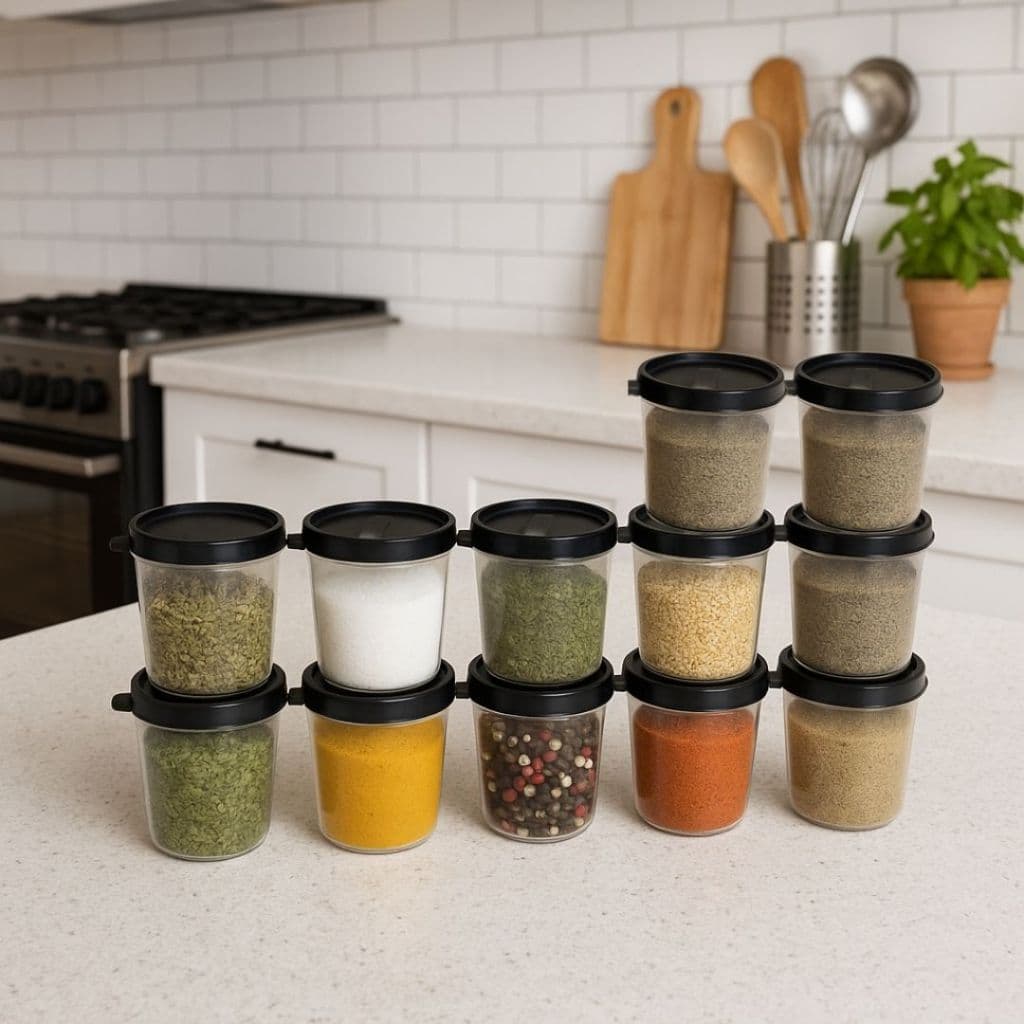 Conjunto Potes Plástico Para Temperos Herméticos | Kit Com 6 ou 12 Potes Para Cozinha Organizada