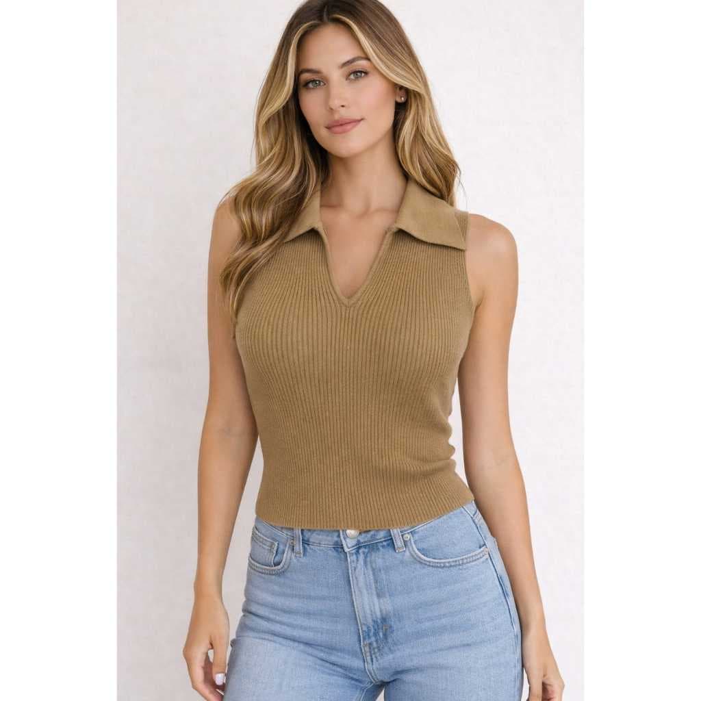3 Regatas Básica Feminina, com gola em Tricô, Polo baby look/ T Shirts