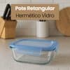 Pote de Vidro Hermético 370ml Retangular para Marmita com Tampa Vedação Silicone