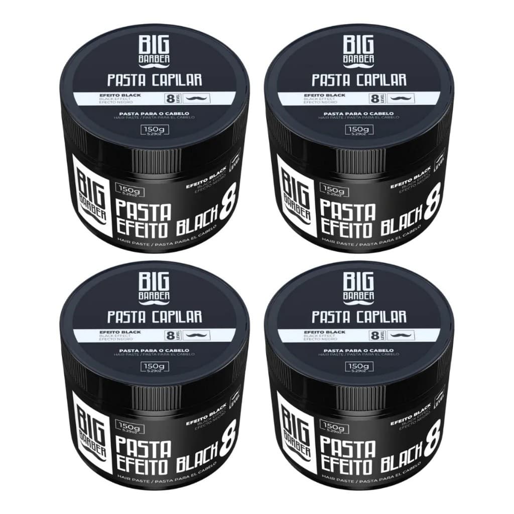 Kit 4 Pasta Cera Capilar Black Com Pigmento Preta Pigmentada Big barber