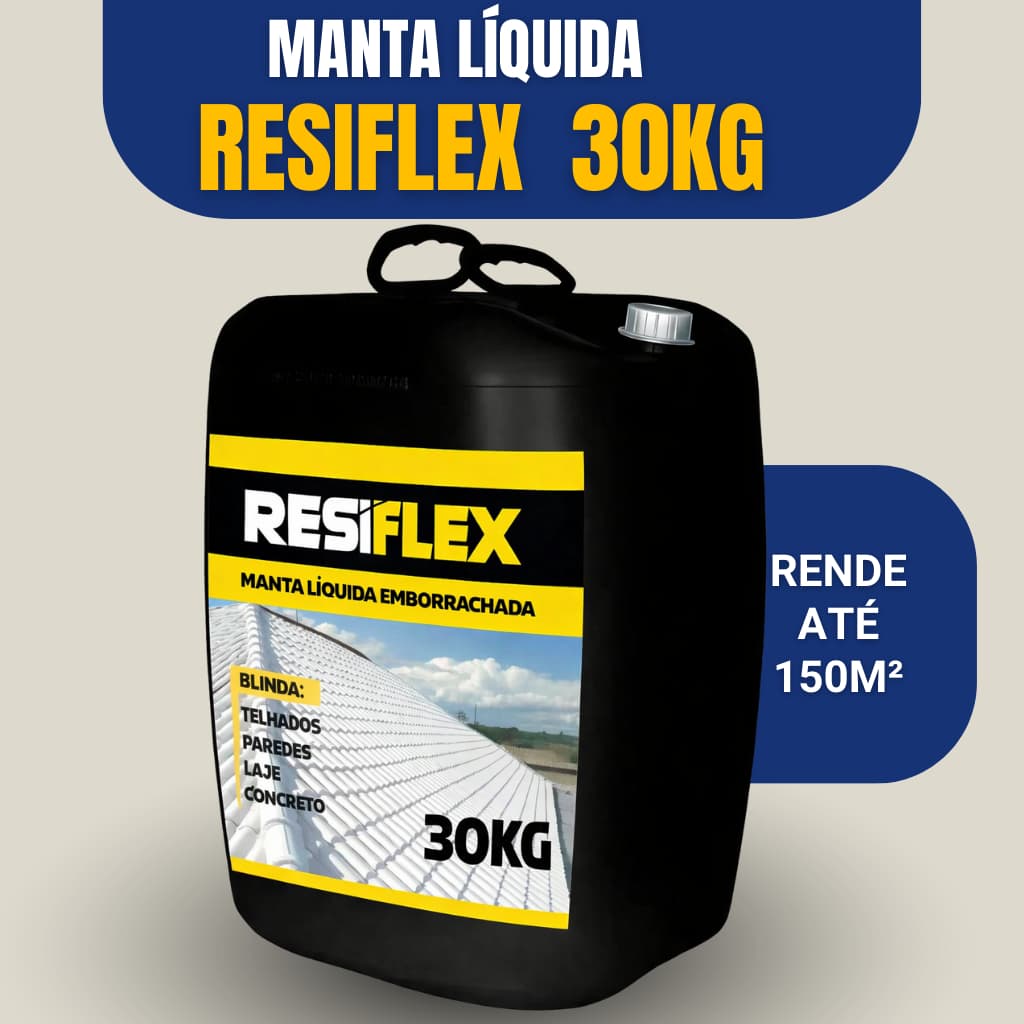 Manta Líquida Emborrachada  30KG -RESIFLEX- Selante para LAJES, TELHADOS, PAREDES - RENDE ATÉ 150M²