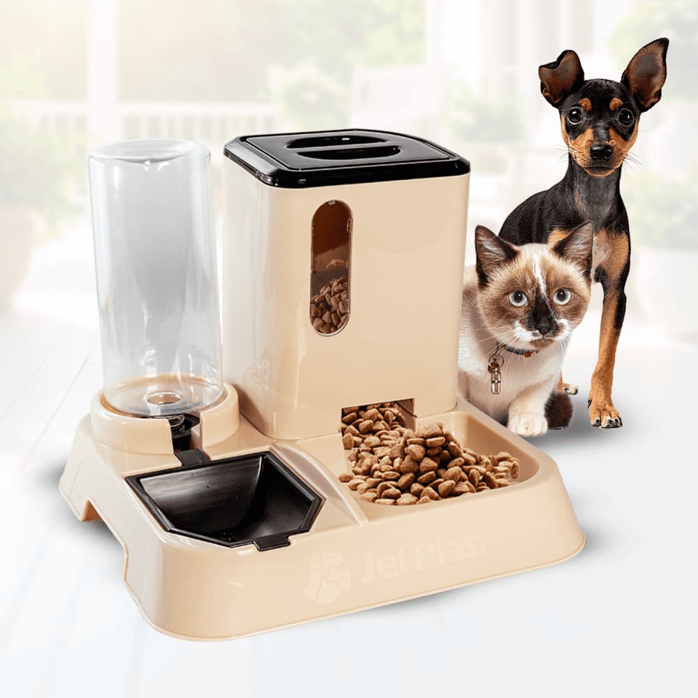 Comedouro e Bebedouro Automático Para Cães e Gatos Premium 3 em 1 Jel Plast