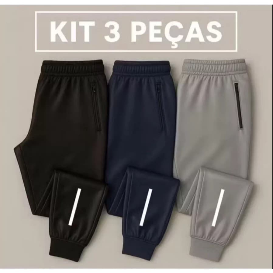 Calça Jogger Preta Masculina Dry Fit Com Fitas Esportiva.