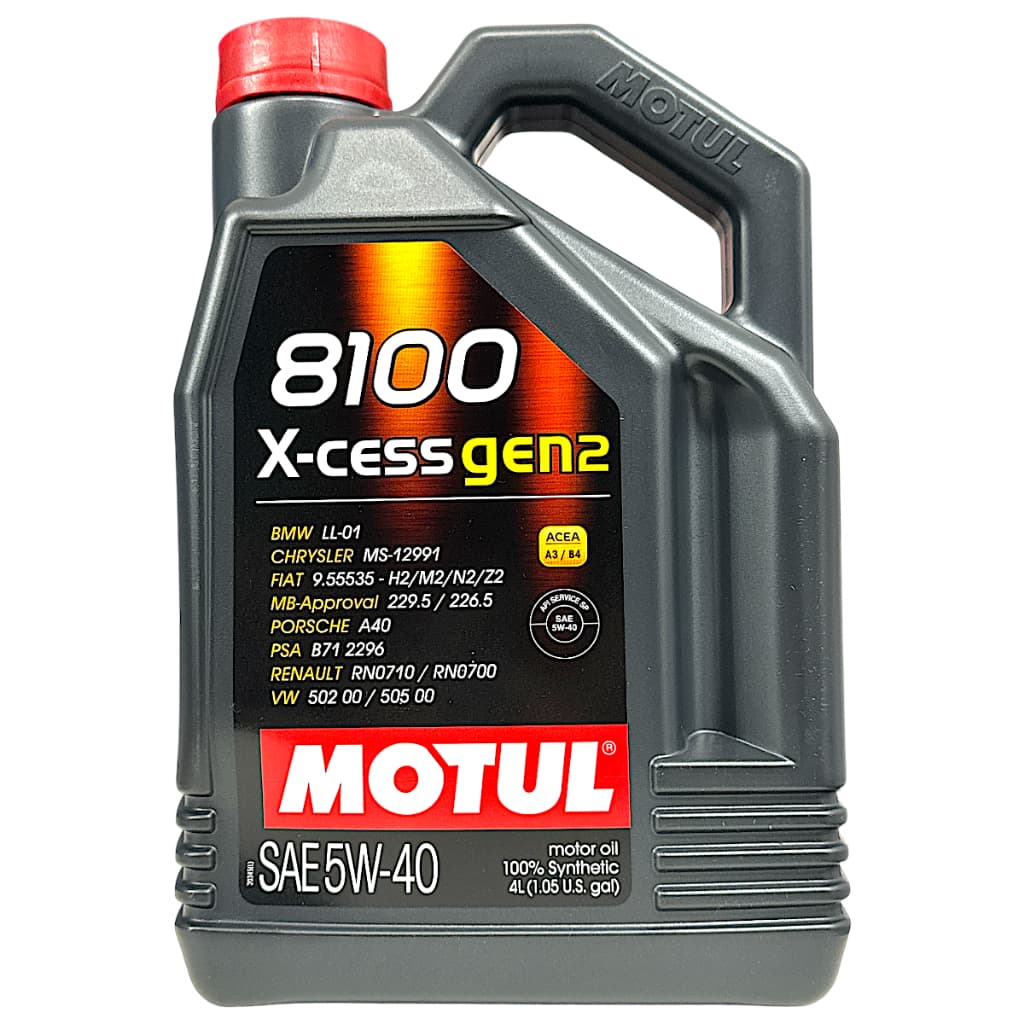 Óleo Motor Motul 8100 X-Cess Gen2 5w40 Sintético Galão 4L Volkswagen Audi Bmw Mercedes-Benz Porsche