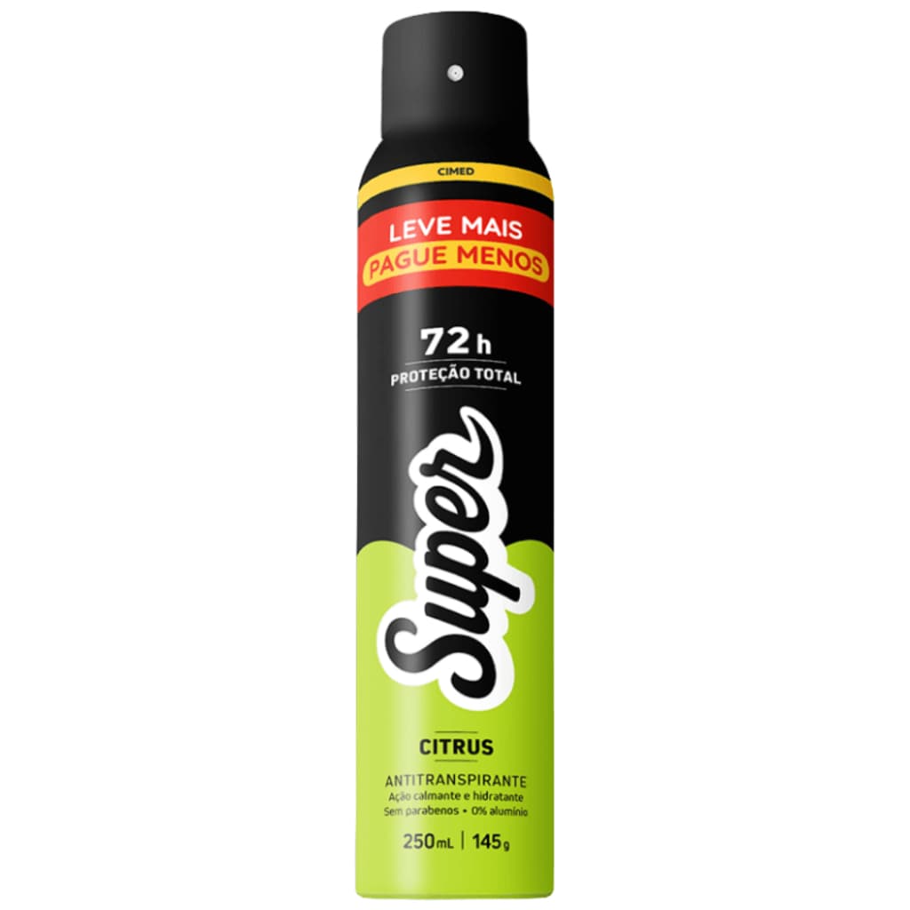 Desodorante Super Aerosol Citrus 72H De Proteção Invisivel 250mL | Cimed