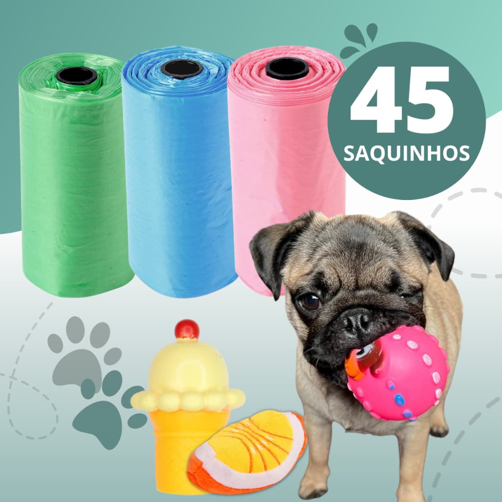 Saquinhos Refil Cata Coco Suporte Mordedor Pelúcia Sacolas Prático Para Pet - Escolha Seu Kit