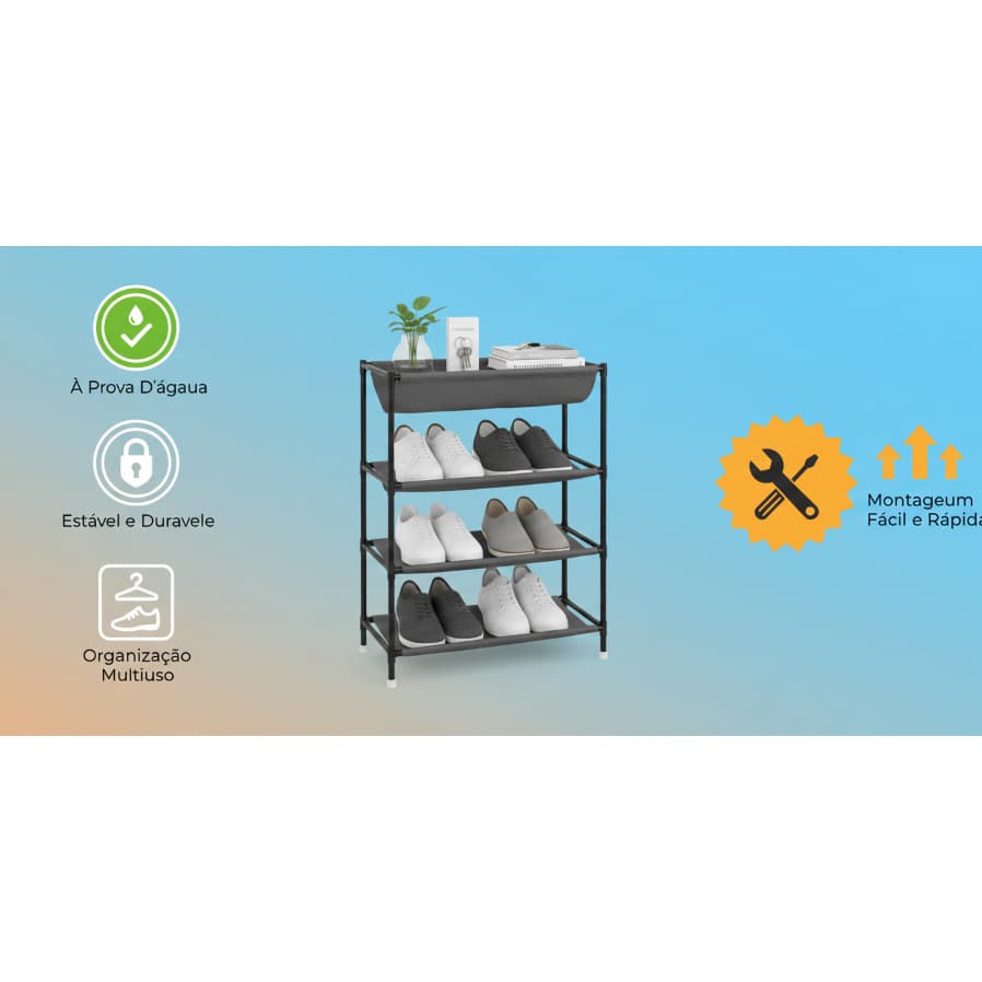 Sapateira Organizadora De Sapatos Rack Multiuso À Prova D'água Montável Vertical Para Quarto E Closet