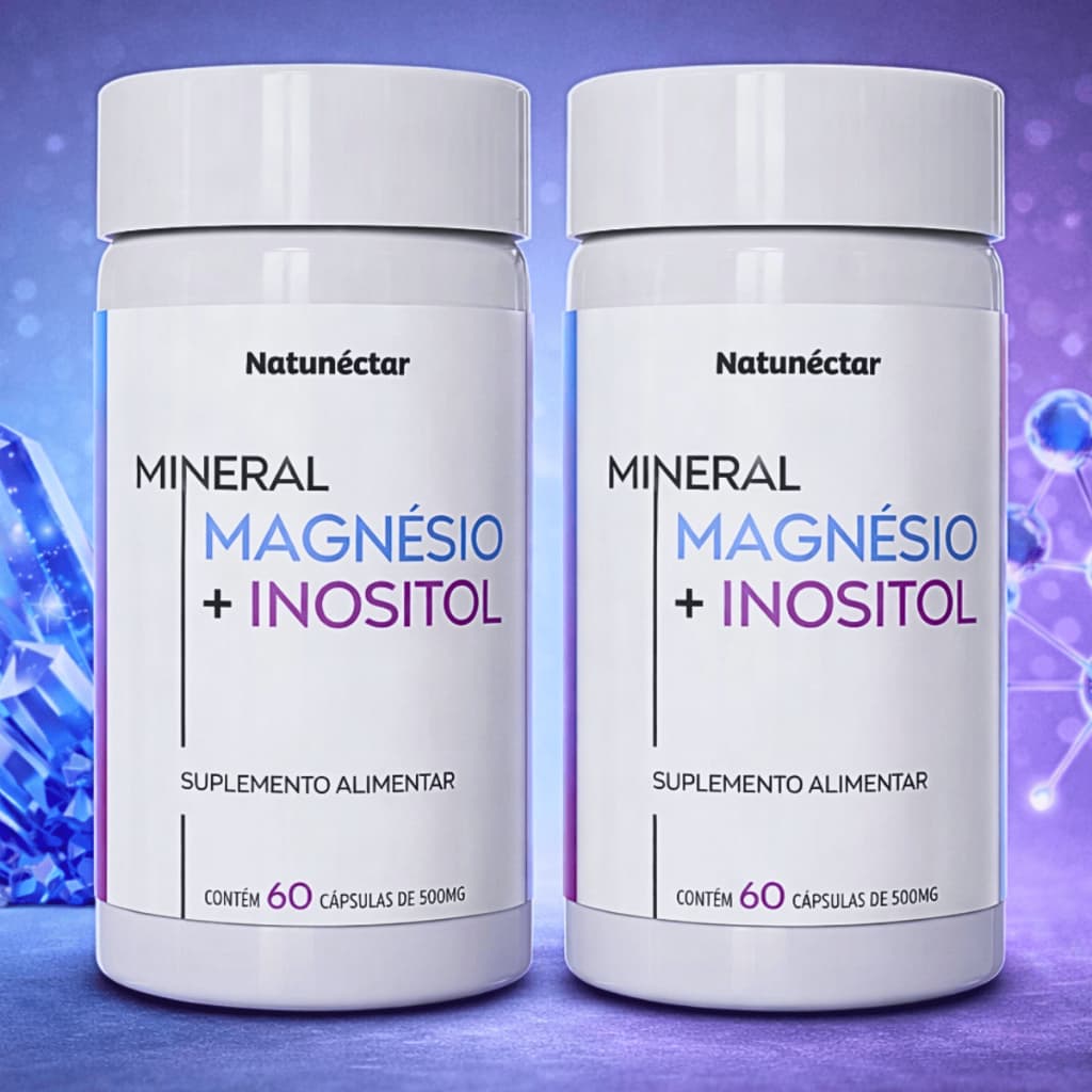 Kit 2 Potes Magnésio Quelato + Inositol Suplemento Natural 120 Cáps 100% Puro Encapsulados Premium