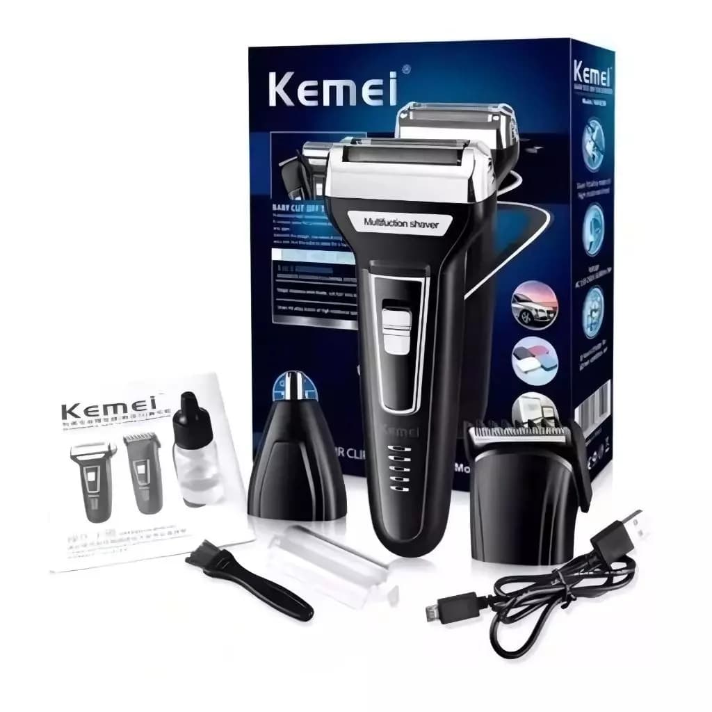 Maquina Barbear Shaver Kemei 3 Em 1 KM-6558 Nariz Barba Pelos e Corpo  KM-1411