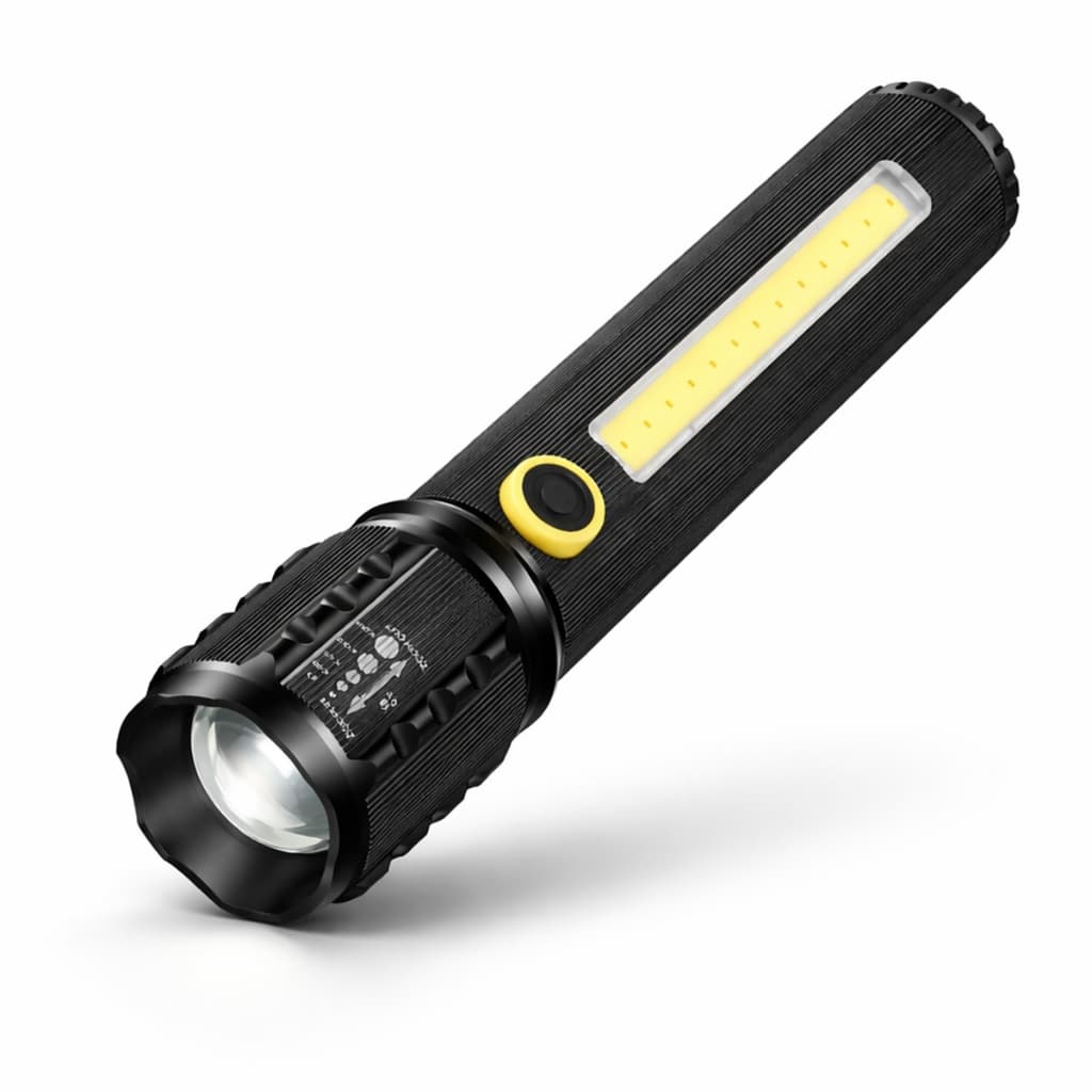 Lanterna Tática Led Preto Usb Com Luz Super Potente