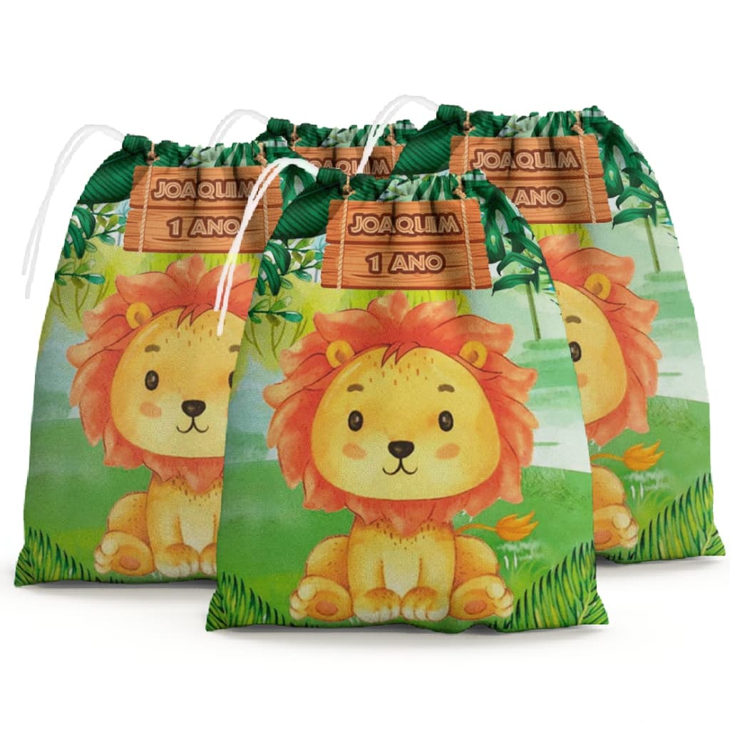 Kit Sacolinhas Festa Infantil Animais Bichinhos 15x20 Personalizada Nome e Idade