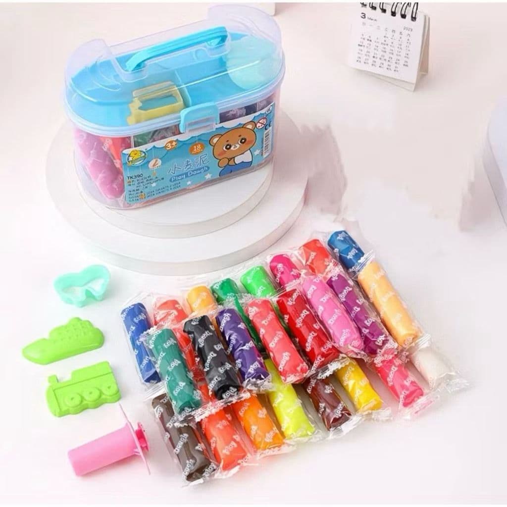 Maleta Kit Massinha  de Modelar Infantil 24 Cores + Moldes e Acessórios Colorido Educativo Brinquedo Infantil Interativo