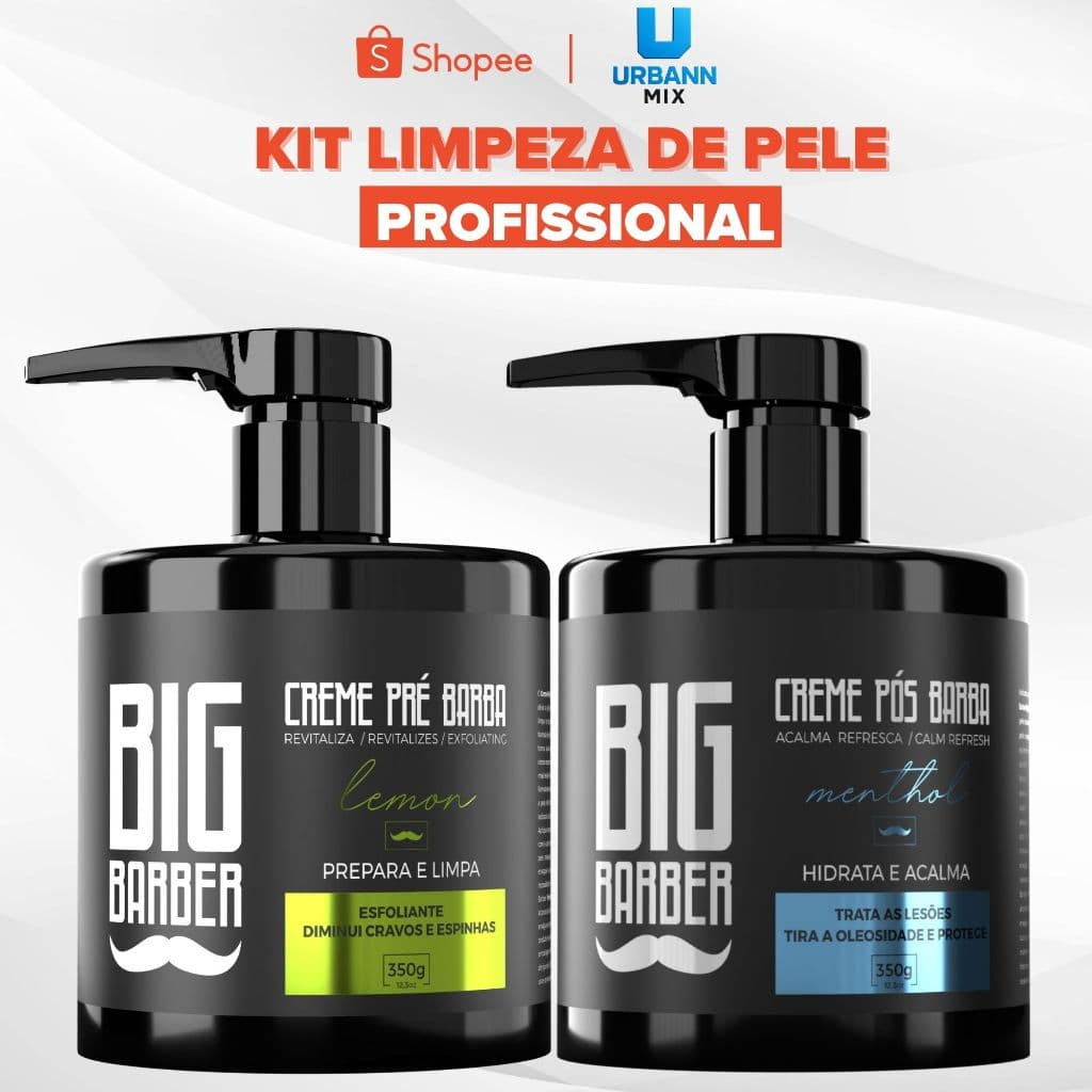 Kit Creme Pré e Pós Barba Big Barber 350g Profissional