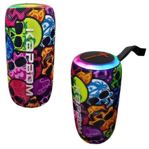 Caixa de Som Prova d´água Caveira LED RGB Bluetooth Portátil TWS 14W Kapbom KA-8197