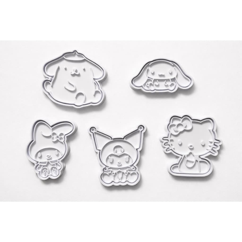 Kit 5 Cortadores de Biscoito Turma da Hello Kitty Biscoitos Confeitaria Cinamoroll My Melody Kuromy