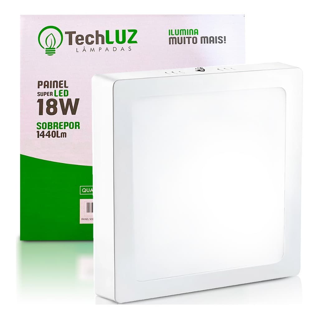 Painel Led 18w Quadrado Sobrepor Bivolt Luz Branca Techluz