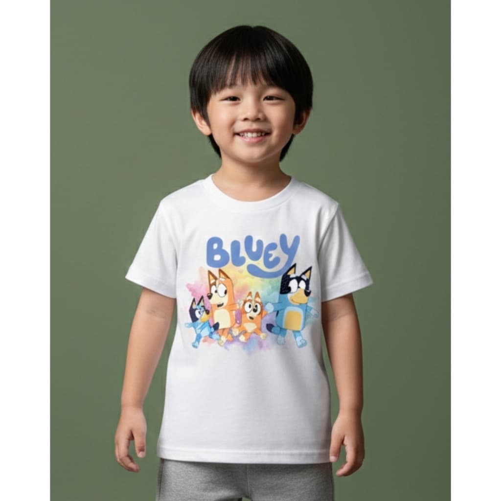 Camiseta Infantil Algodão Estampa Animada Bluey Lançamento