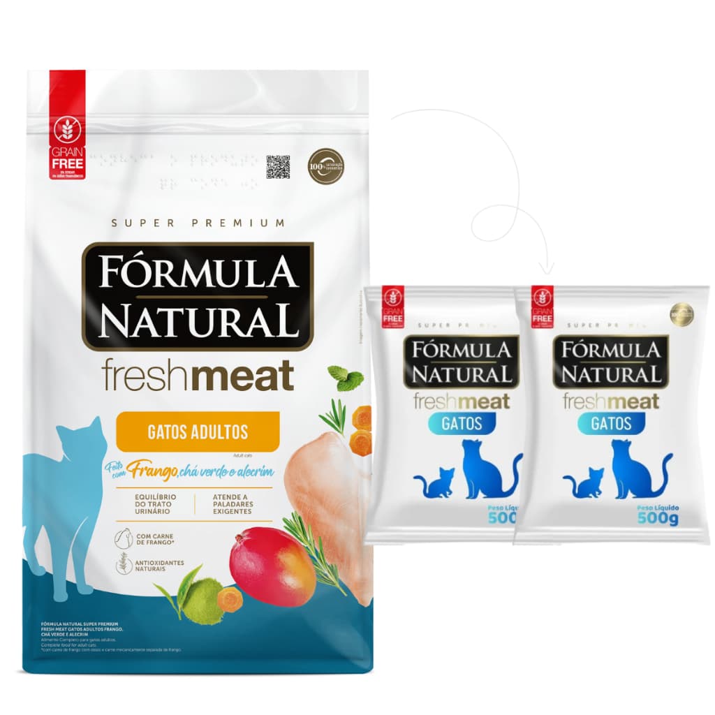 Ração Fórmula Natural Fresh Meat Gatos Adultos Frango 1kg Pct Fracionado
