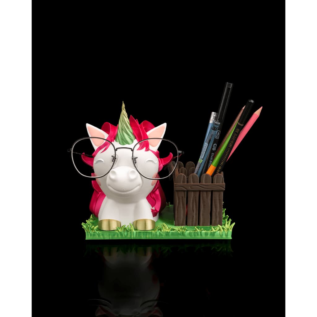 Porta Óculos e Porta Canetas Unicórnio – Organizador de Mesa – Impressão 3D