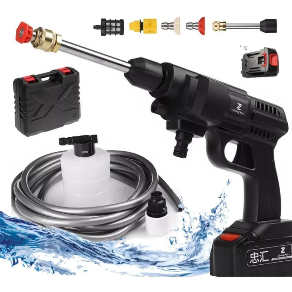 Lavadora Alta Pressao Recarregavel 21v Portatil Potente Limpeza Rápida Exterior Carro Jardim