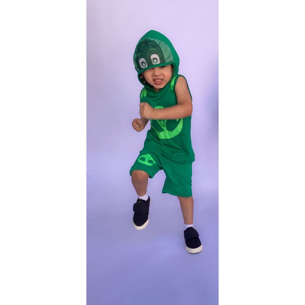 Fantasia Infantil Menino Largatixo Capuz E Máscara Desenho
