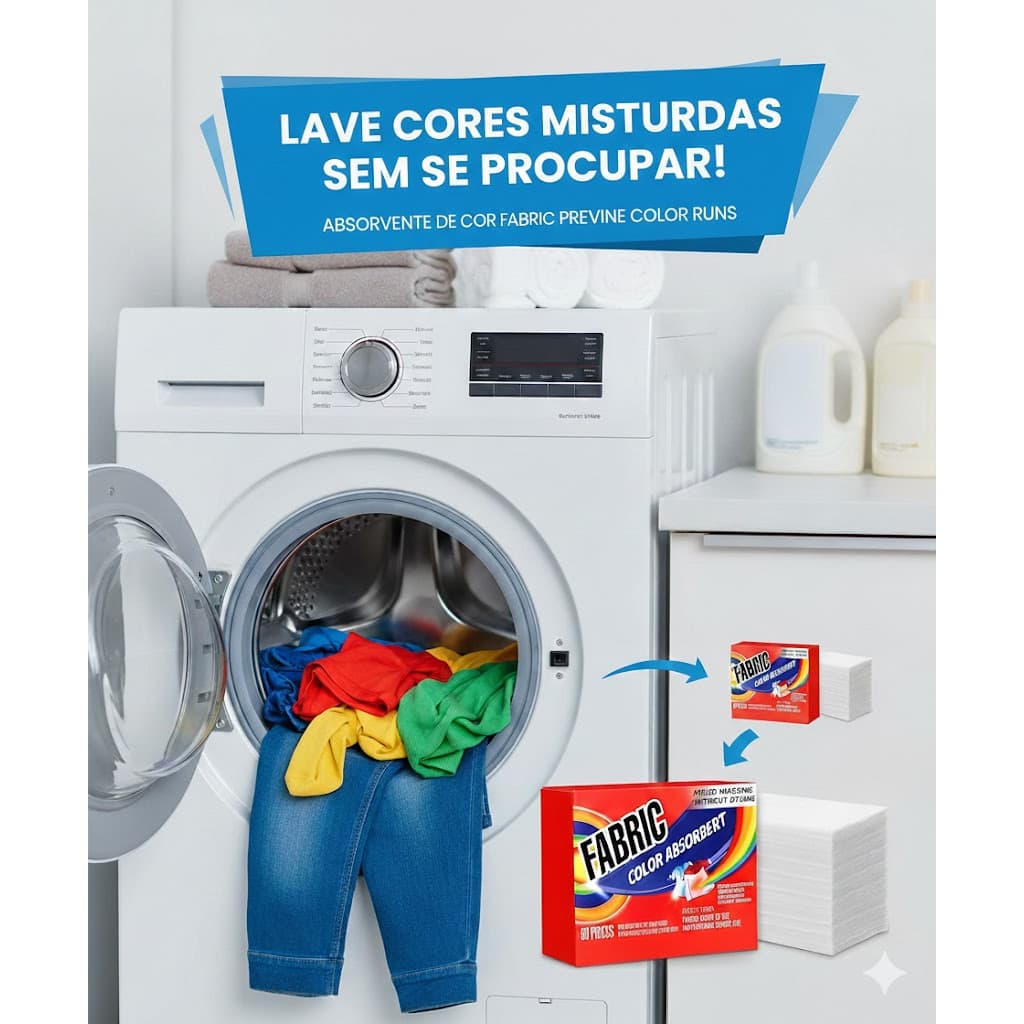 Lenços Capturar Cores na Lavagem de Roup Fabric Color Catcher Absorbert 50unid - Evita Transferencia de Cores na Lavagem