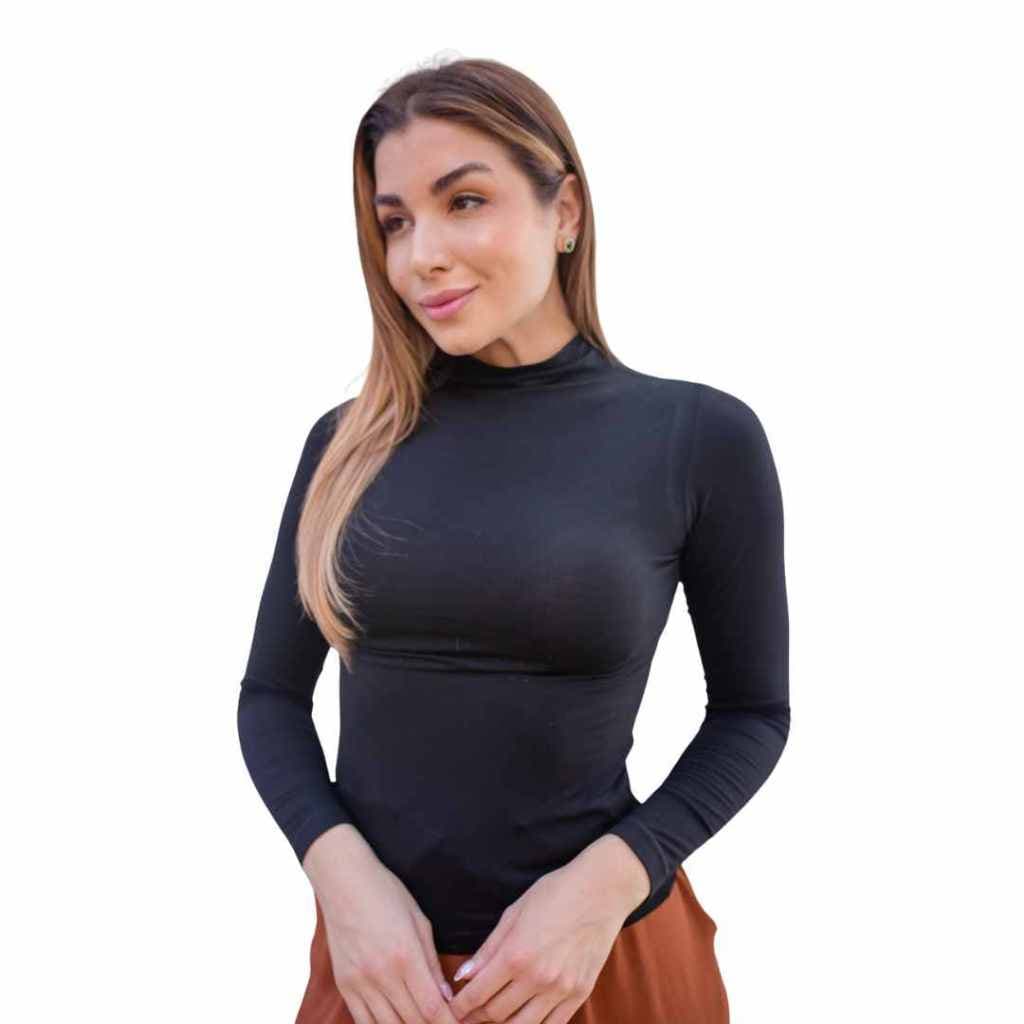 Camisa térmica feminina segunda pele blusa manga longa peluciada plus size