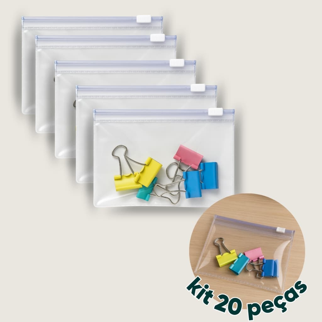 Kit 20 Pasta Zip Zap Organizadora Multiuso Estojo Pp 11x8