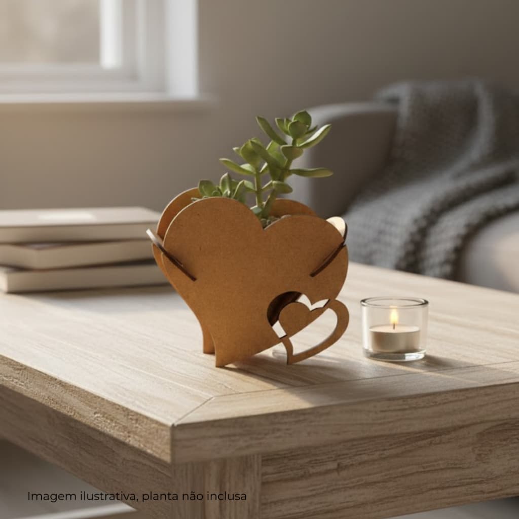 Centro de Mesa Decorativo em MDF Cru Cachepô para Festas e Eventos com Modelo Borboleta ou Coração