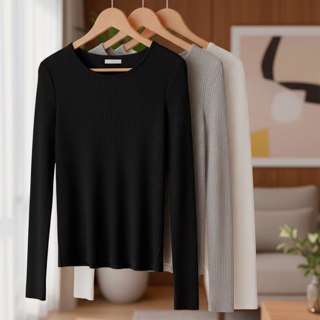 Kit 4 Blusas Manga Longa de Ribana Premium: Elegância e Conforto para Mulheres, Perfeitas Dia a Dia