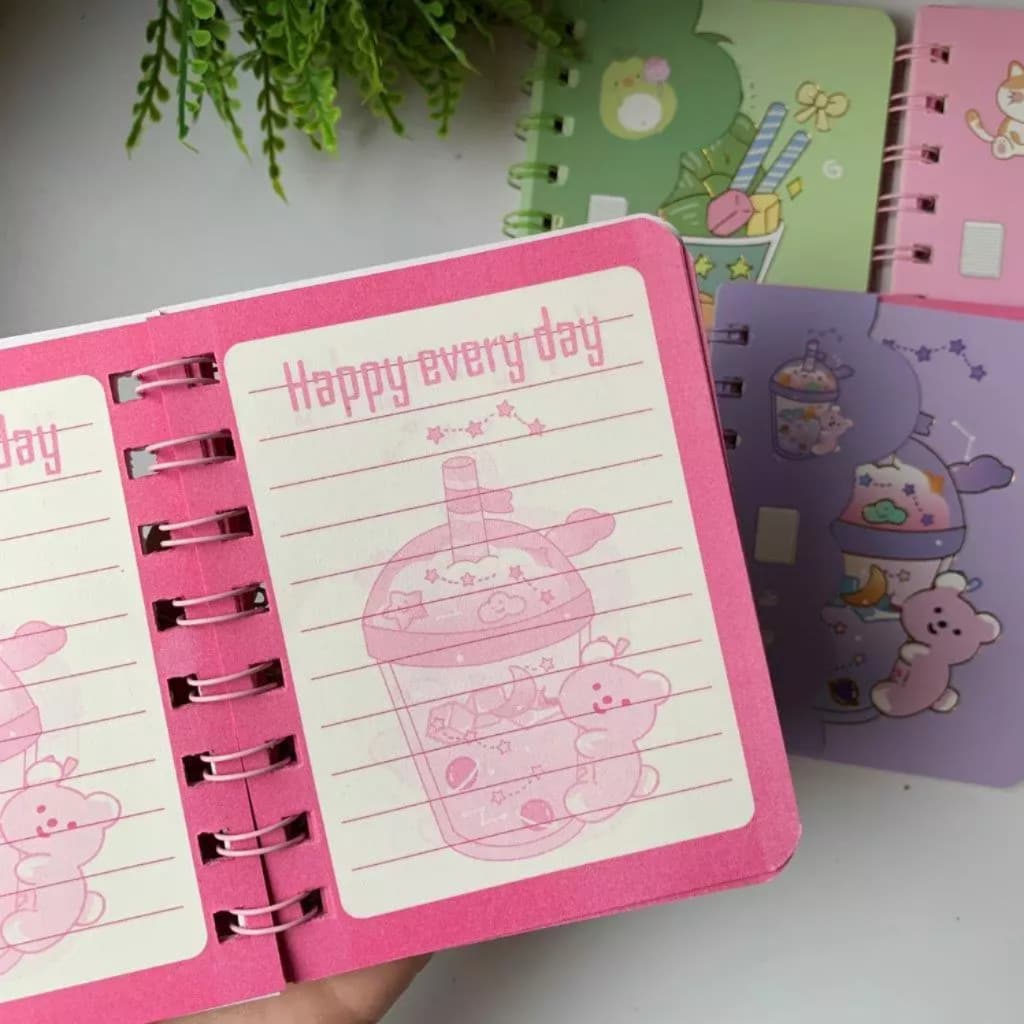 Bloco Notas Fofa Espiral Estampas Sortidas Mini Caderno Cute para Anotações, Escola Presente