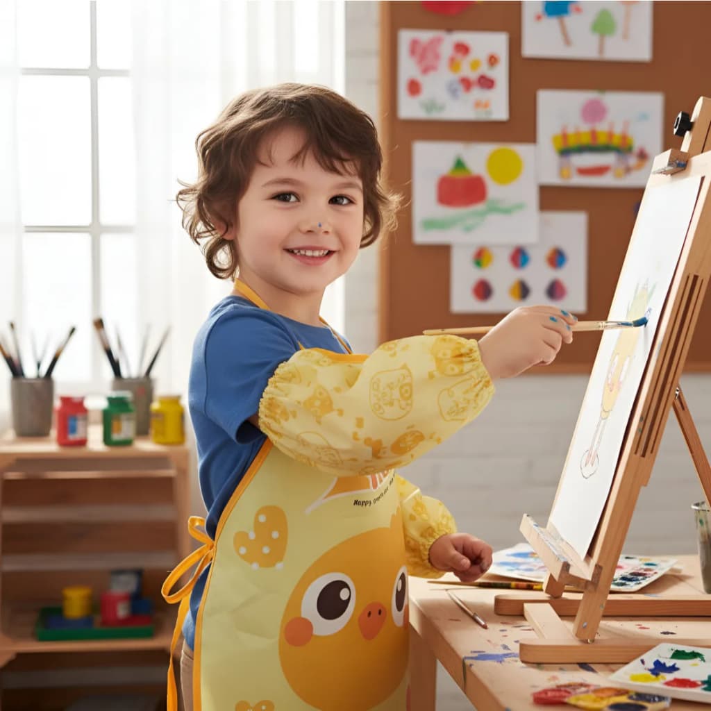 Avental Infantil Impermeável com Mangas para Alimentação e Pintura Estampas Sortidas