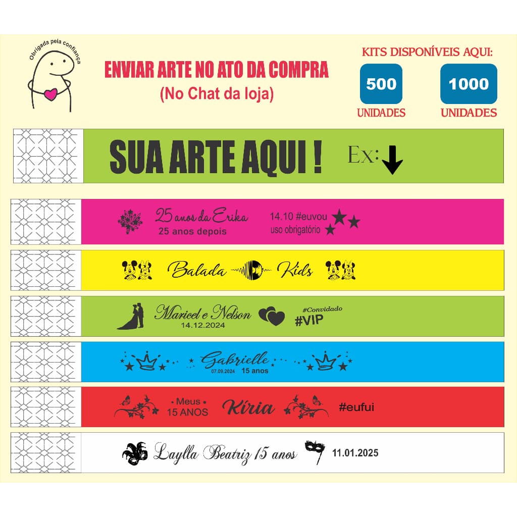 200 / 100 Pulseiras Identificação Eventos Baladas Personalizadas Shows Aniversário Casamento Festa