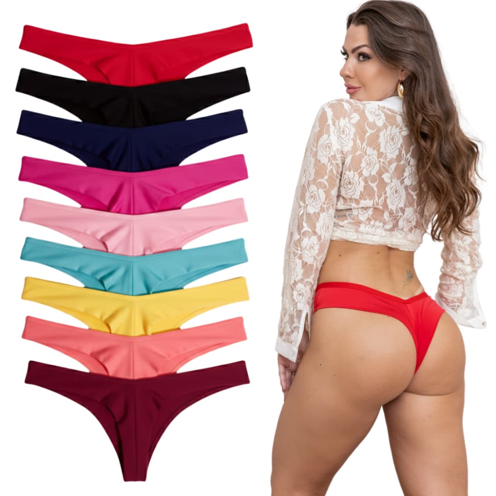 Kit com 10 Calcinhas feminina  Fio Duplo Levanta Bumbum Confortável Forro em Algodão Sensual