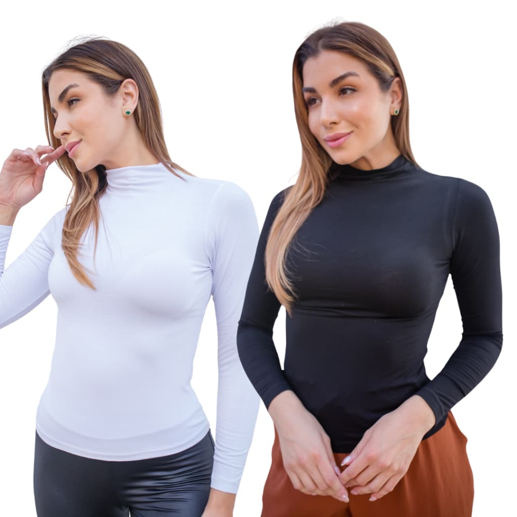 Kit 2 Camisa térmica feminina segunda pele blusa manga longa peluciada plus size
